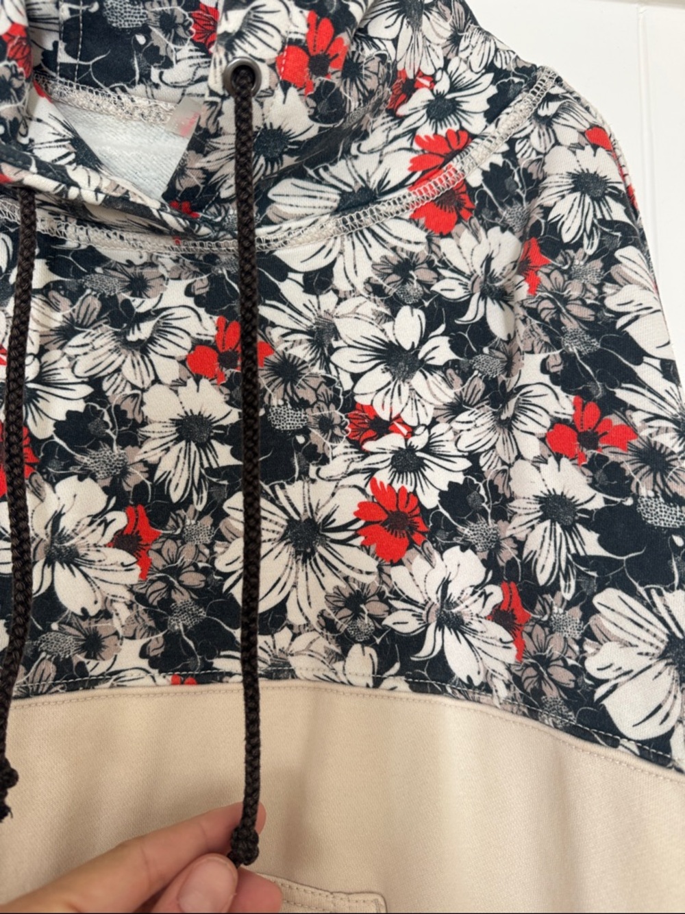 FP Movement by Free People Floral Panel Hoodie in Red, Black, Cream - Picture 4 of 5